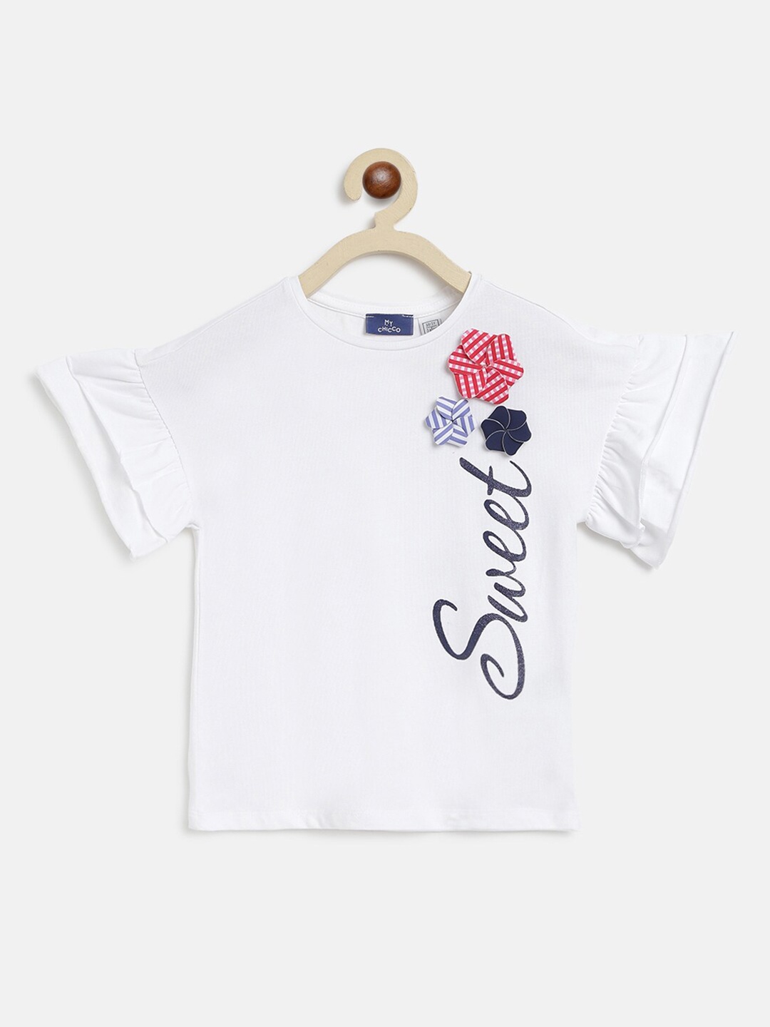 

Chicco Girls White Typography Printed Applique T-shirt
