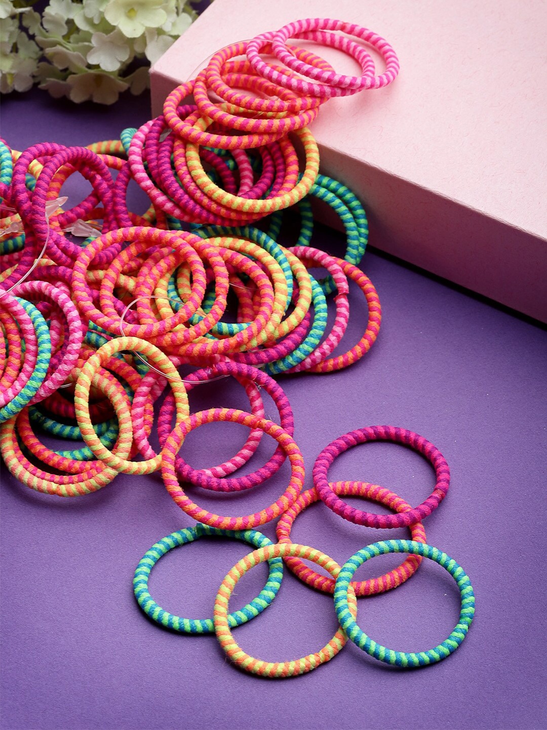 

PANASH Girls Set of 100 Spiral Ponytail Holders, Multi
