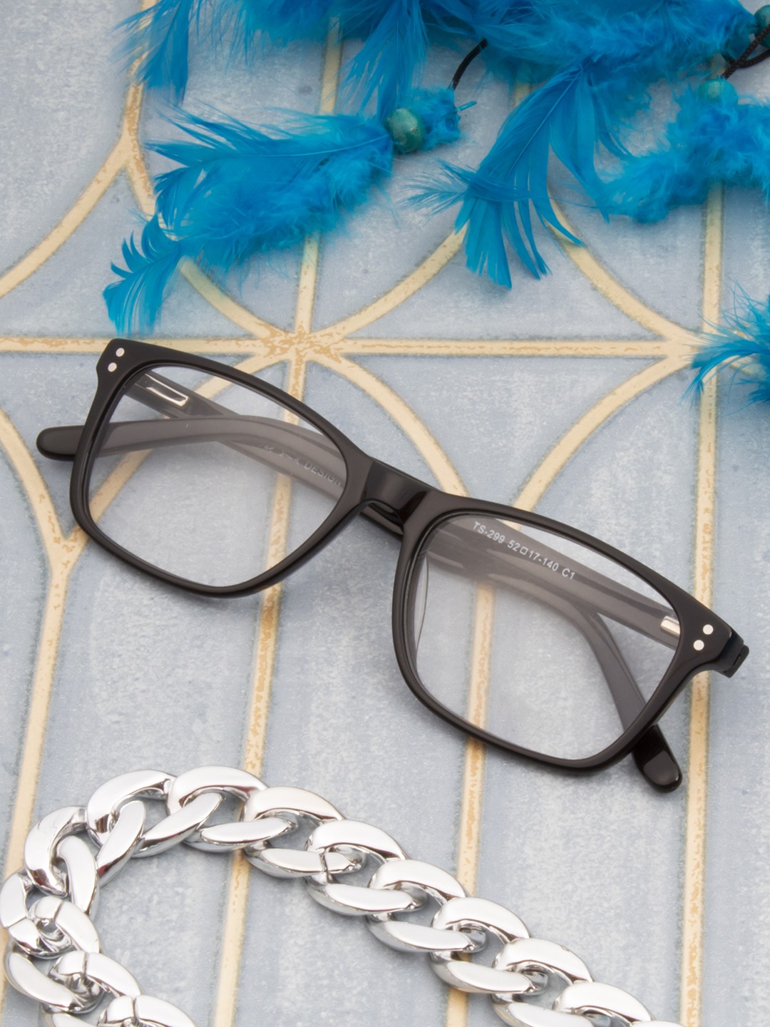 

Ted Smith Unisex Black Full Rim Wayfarer Frames Eyeglasses