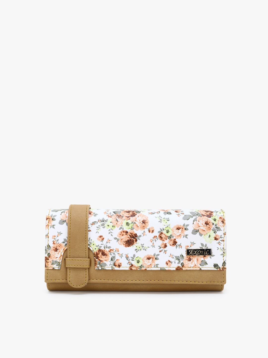 

Exotic Women Beige & White Floral Printed PU Envelope Wallet