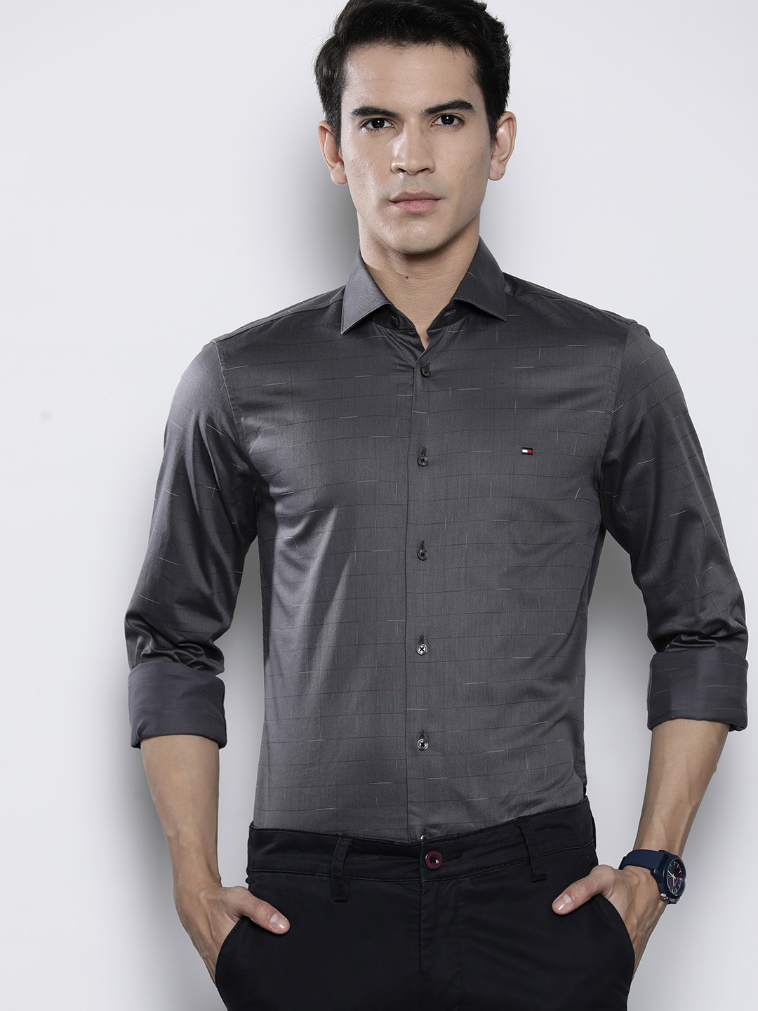 

Tommy Hilfiger Slim Fit Checked Formal Shirt, Grey