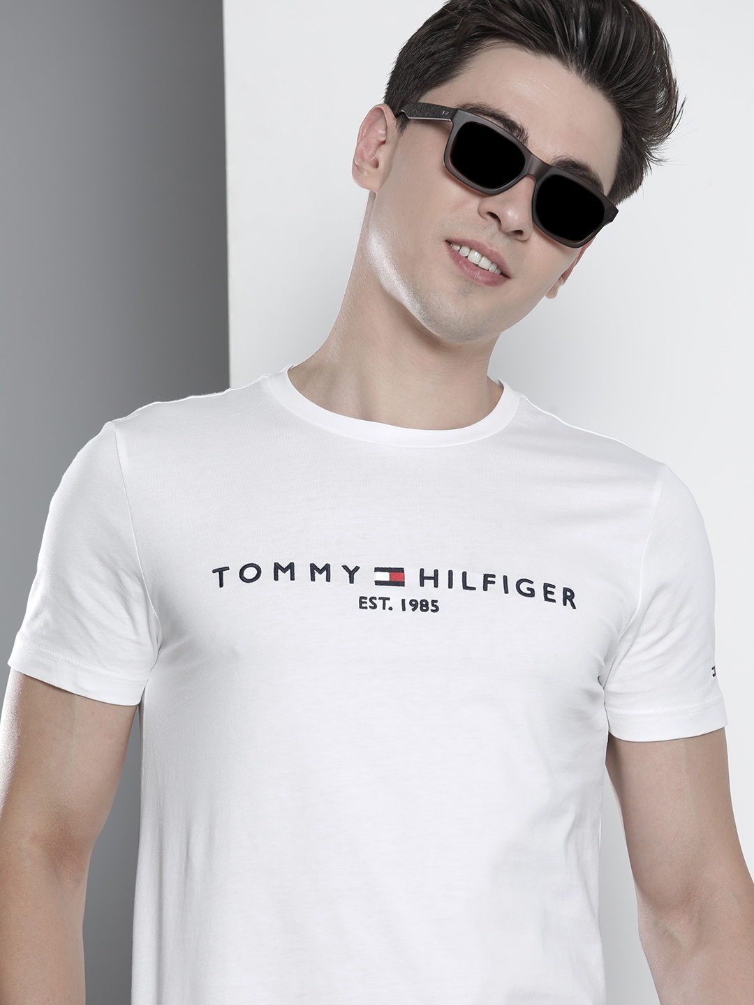 

Tommy Hilfiger Men White Typography Printed T-shirt