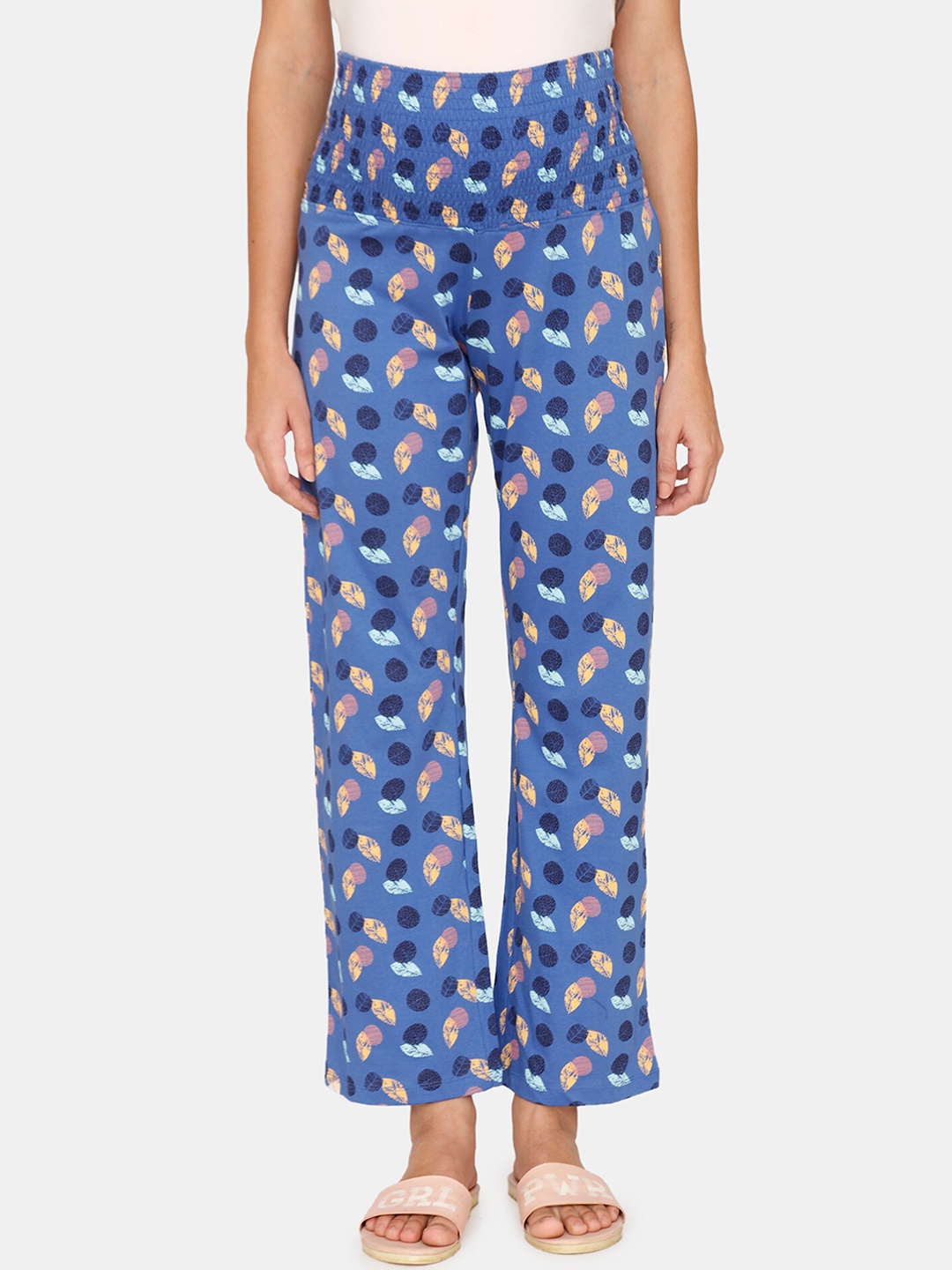 

Zivame Maternity Blue Printed Cotton Lounge Pants
