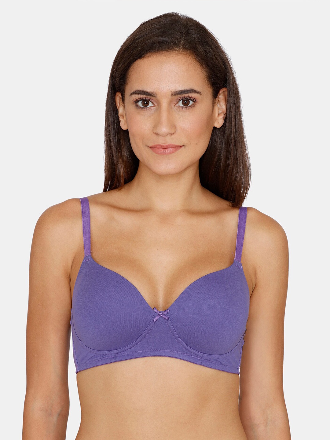

Zivame Purple Solid Lightly Padded Non Wired T shirt Bra