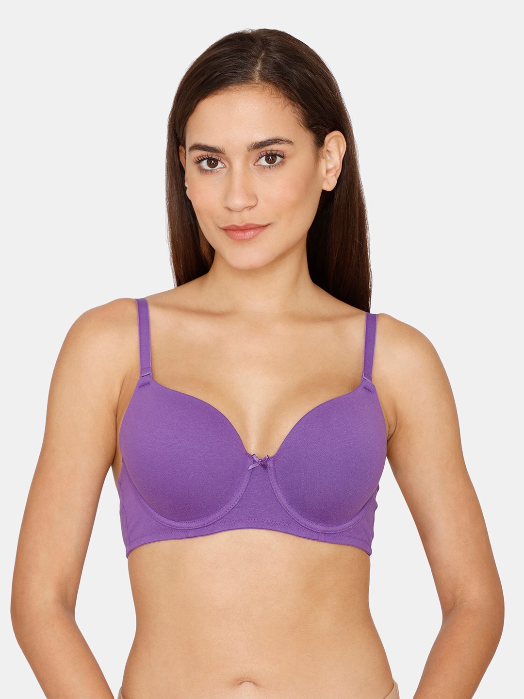 

Zivame Purple Bra Underwired Lightly Padded 3/4th Coverage T-Shirt Bra