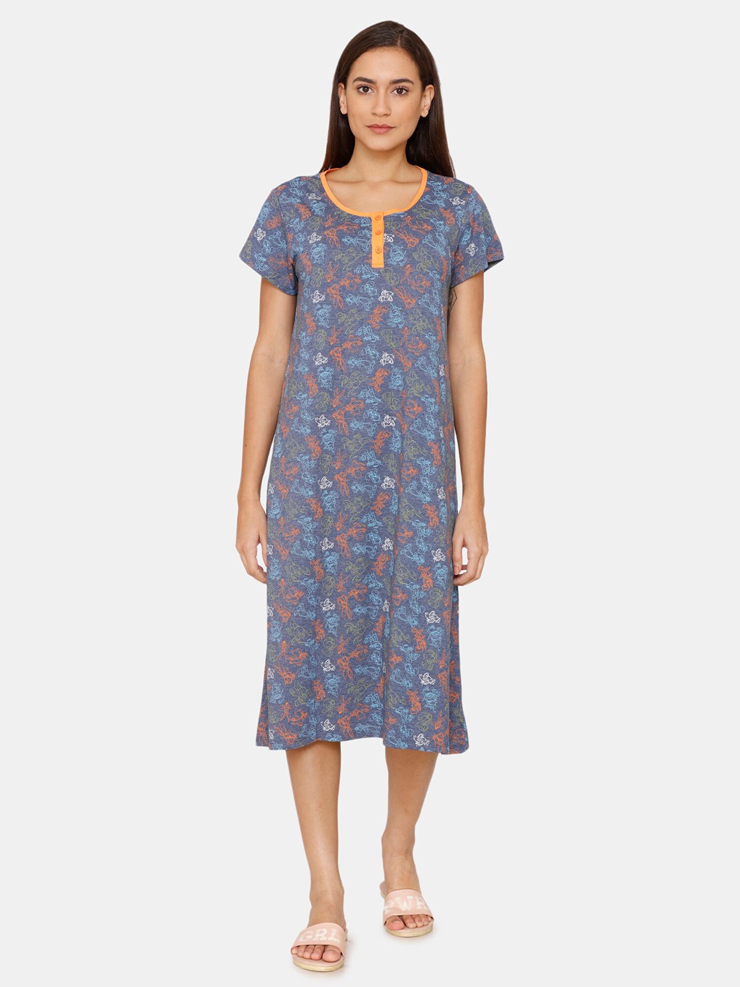 

Zivame Blue Printed Nightdress