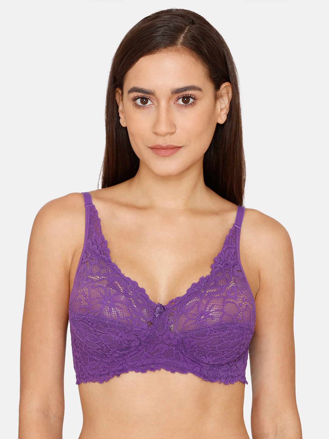 

Rosaline by Zivame Purple Floral Lightly Padded Non Wired T shirt Bra