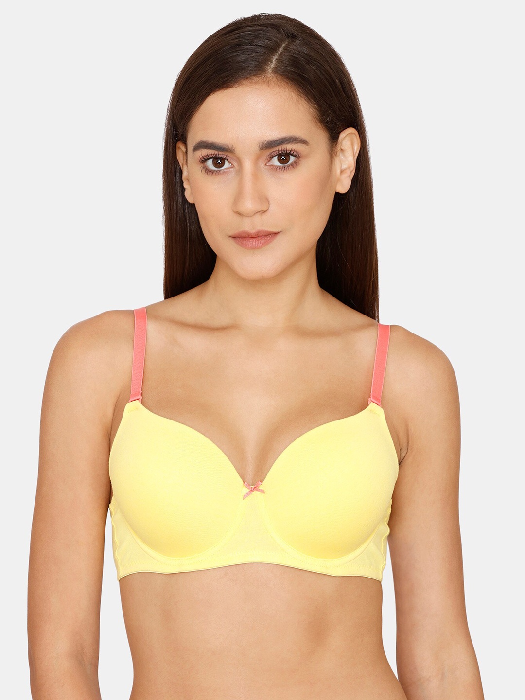 

Rosaline by Zivame Yellow & Pink Underwired Lightly Padded Bra