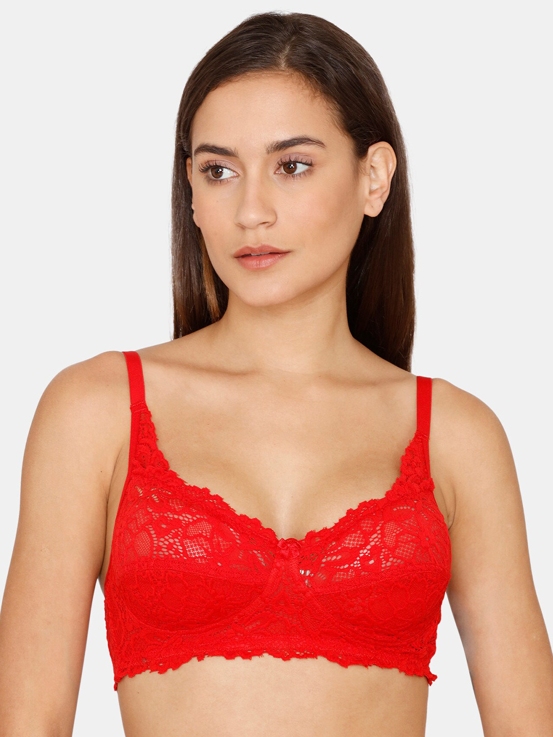 

Rosaline by Zivame Women Red Non Padded T-Shirt Floral Lace Bra
