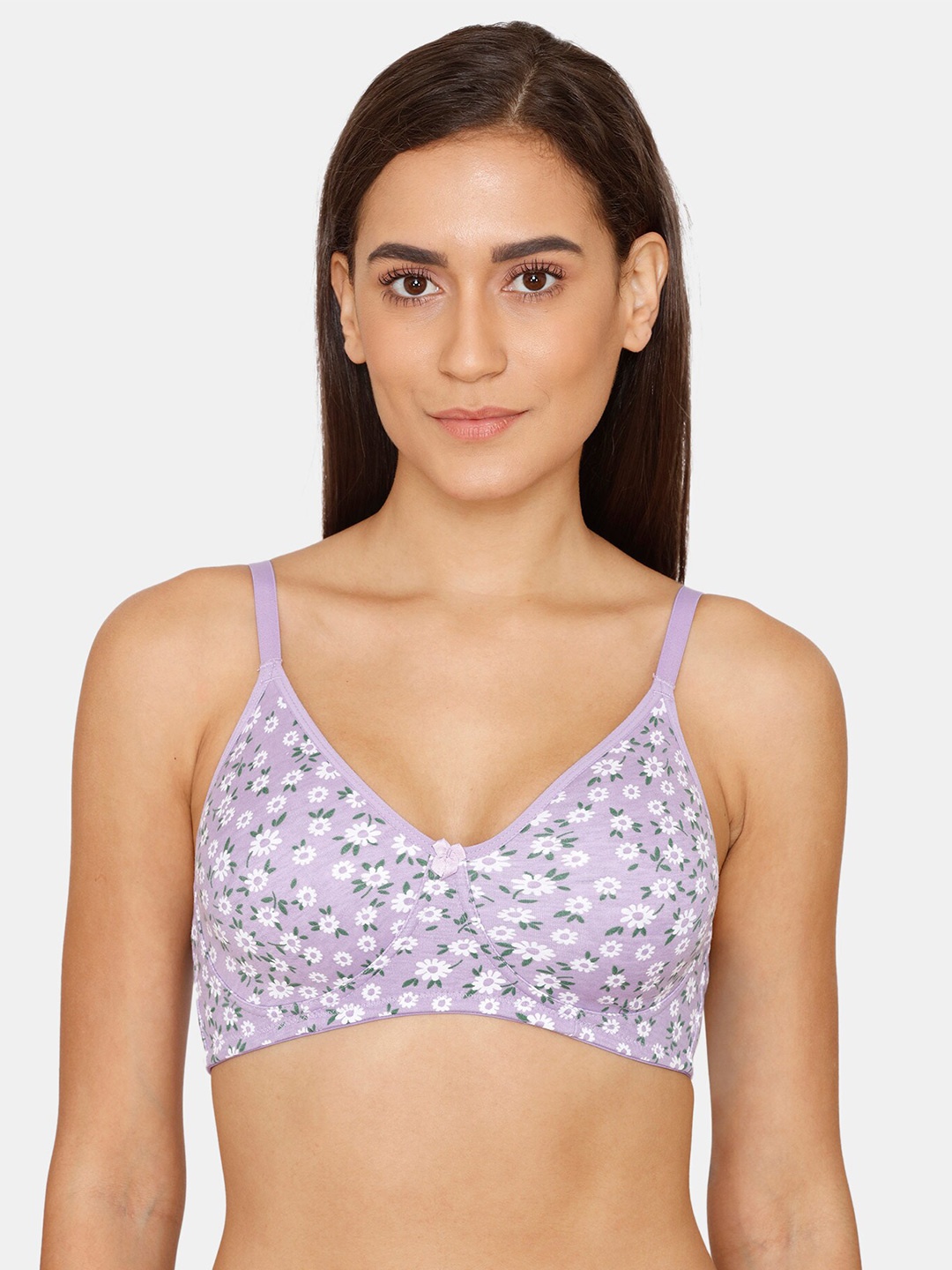 

Rosaline by Zivame Purple & White Double Layered Non Wired 3/4th Coverage T-Shirt Bra
