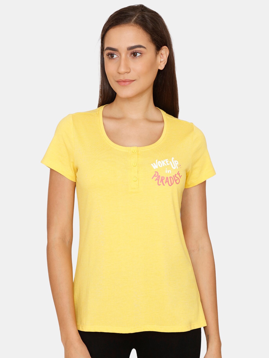 

Rosaline by Zivame Women Yellow Solid Top