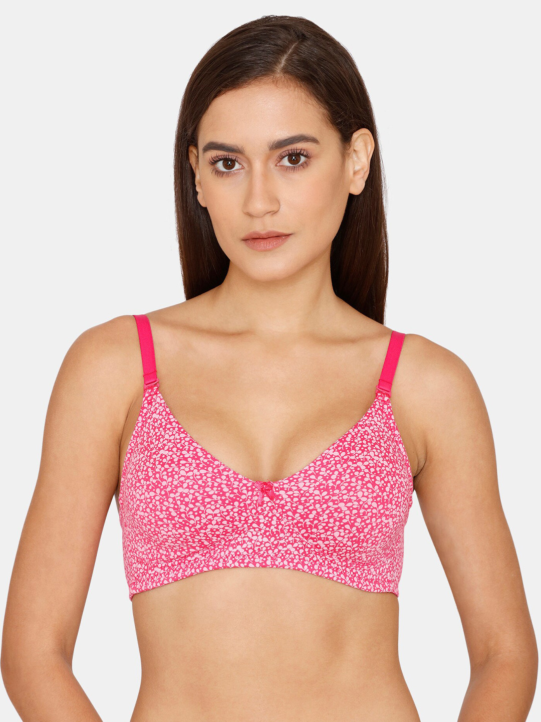 

Rosaline by Zivame Pink & White Printed Floral Bra