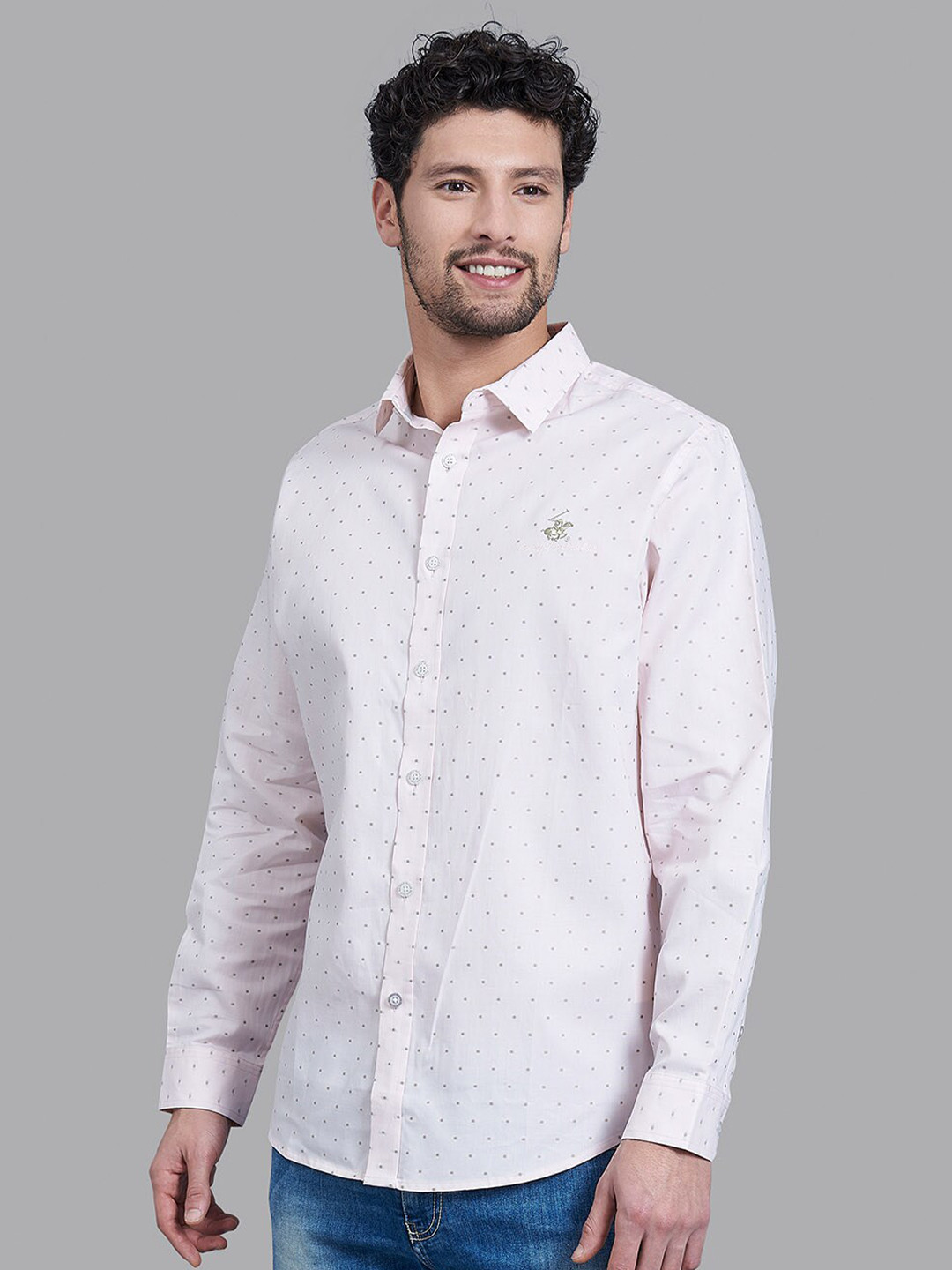 

Beverly Hills Polo Club Men Pink Printed Cotton Tailored Fit Casual Shirt