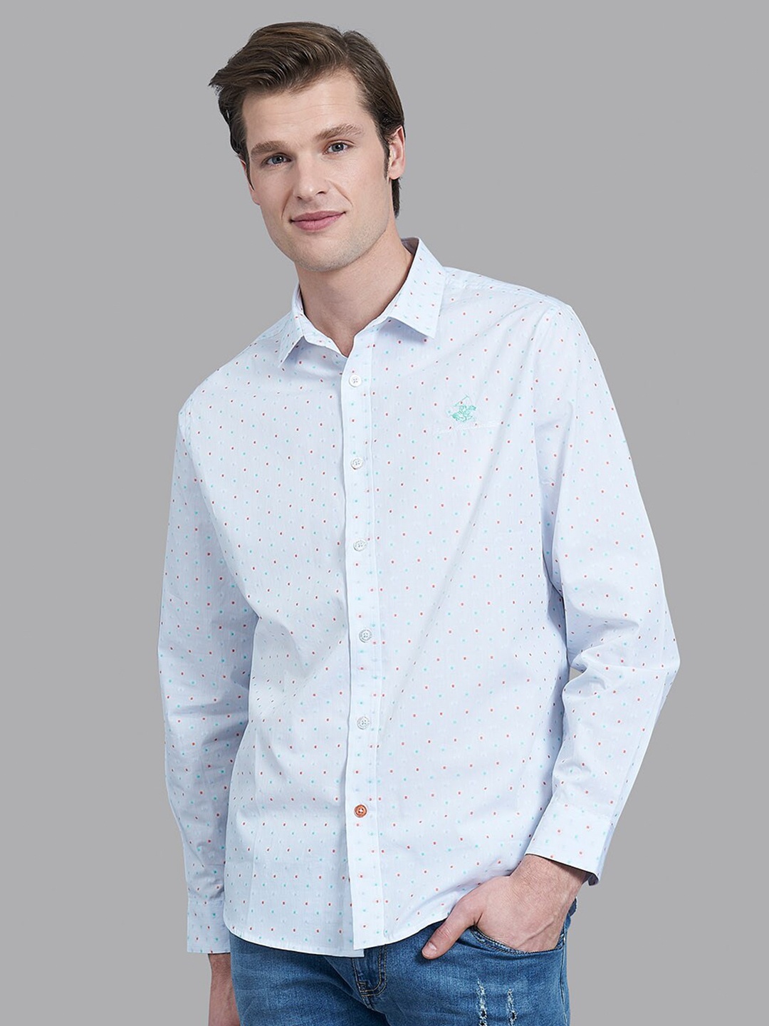 

Beverly Hills Polo Club Men Blue Tailored Fit Printed Casual Shirt