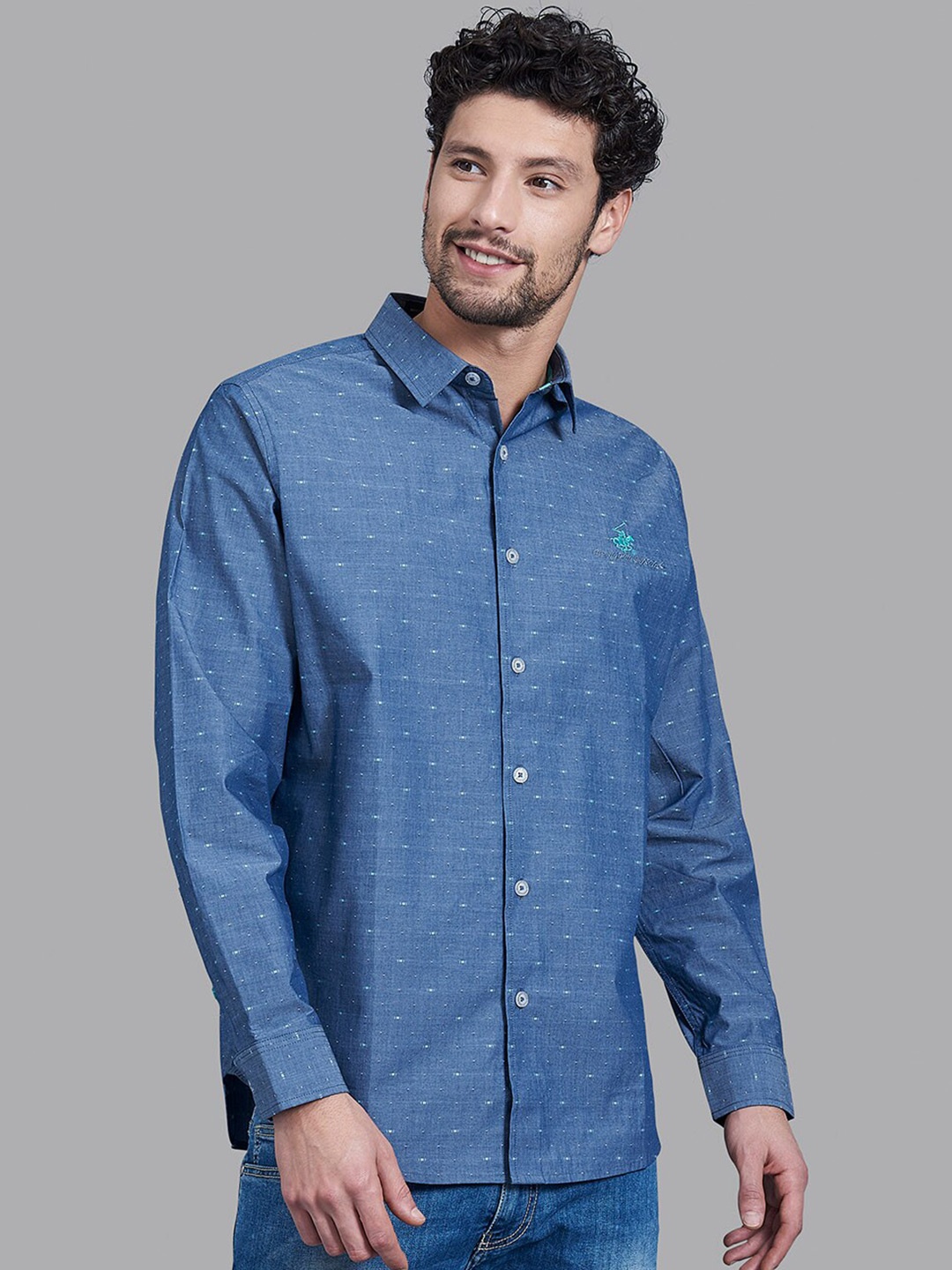 

Beverly Hills Polo Club Men Blue Regular Fit Casual Shirt