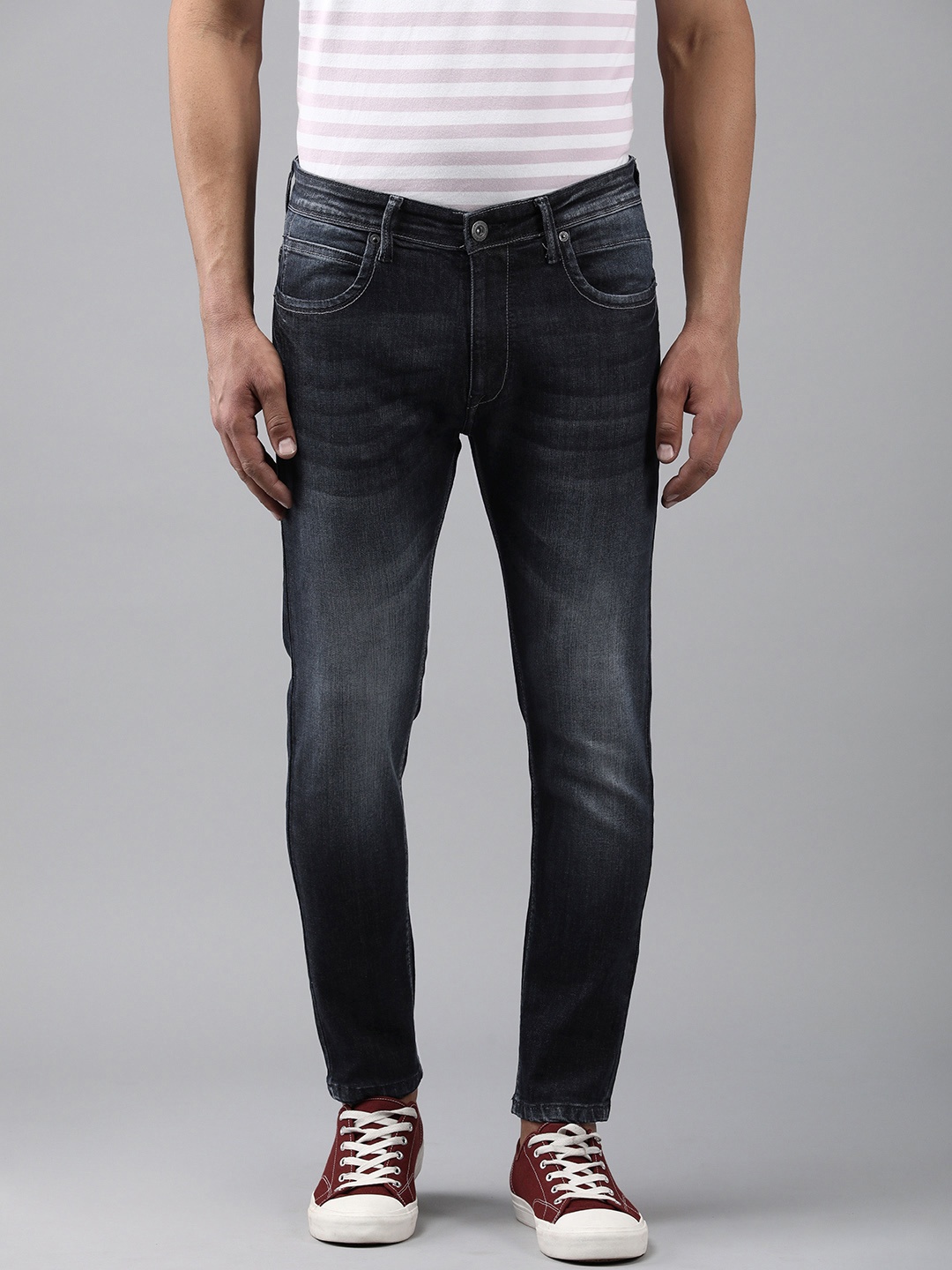 

BEAT LONDON by PEPE JEANS Men Navy Blue Skin Tight Skinny Fit Heavy Fade Stretchable Jeans