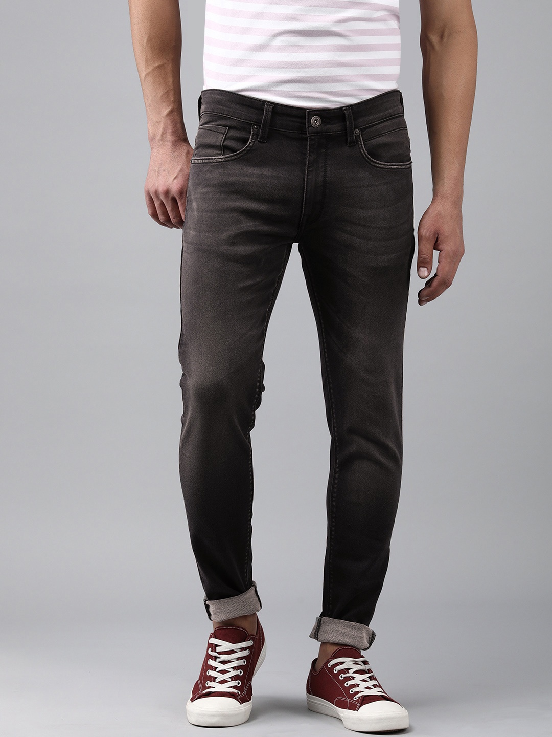 

BEAT LONDON by PEPE JEANS Men Black Skin Tight Skinny Fit Heavy Fade Stretchable Jeans