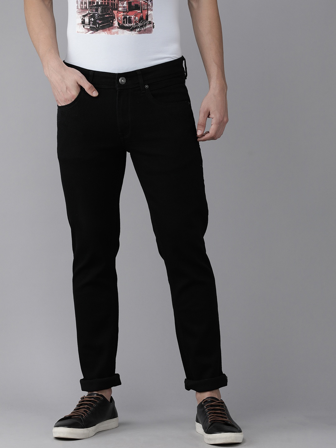 

BEAT LONDON by PEPE JEANS Men Black Vapour Slim Fit Mid-Rise Stretchable Jeans
