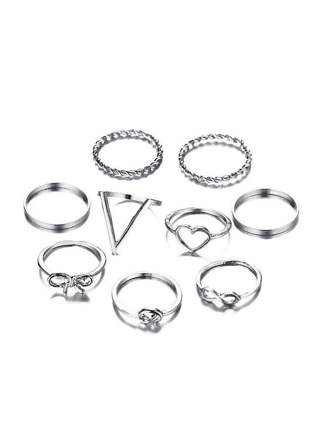 

Vembley Women Silver-Plated 9 Piece Love Infinity Ring Set