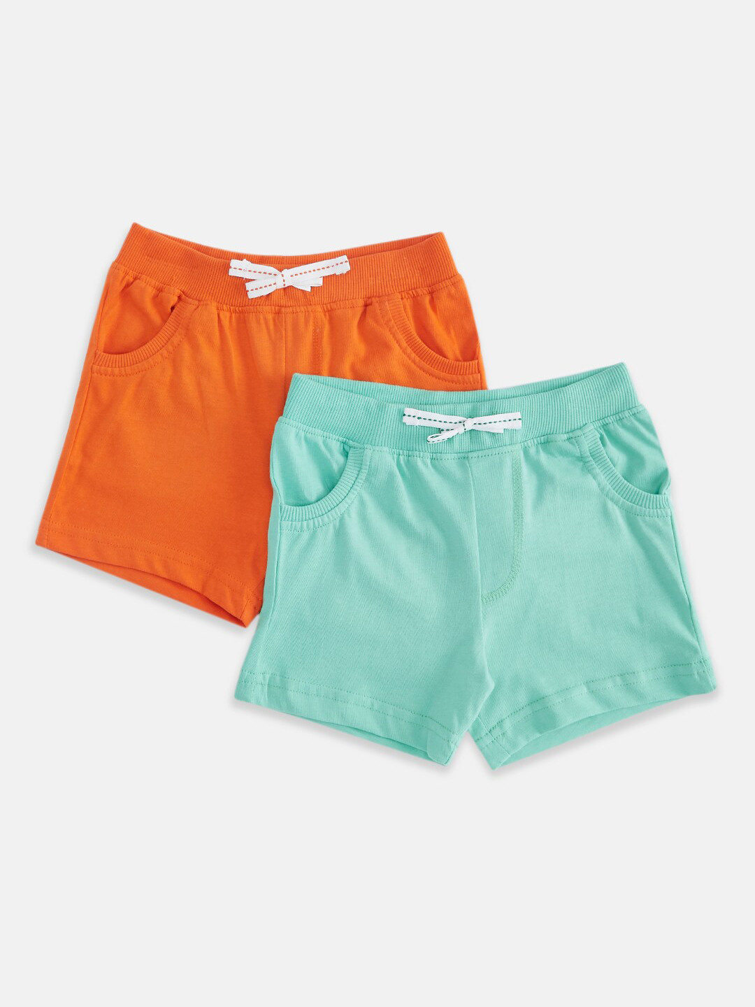 

Pantaloons Baby Infant Boys Pack Of 2 Pure Cotton Shorts, Orange