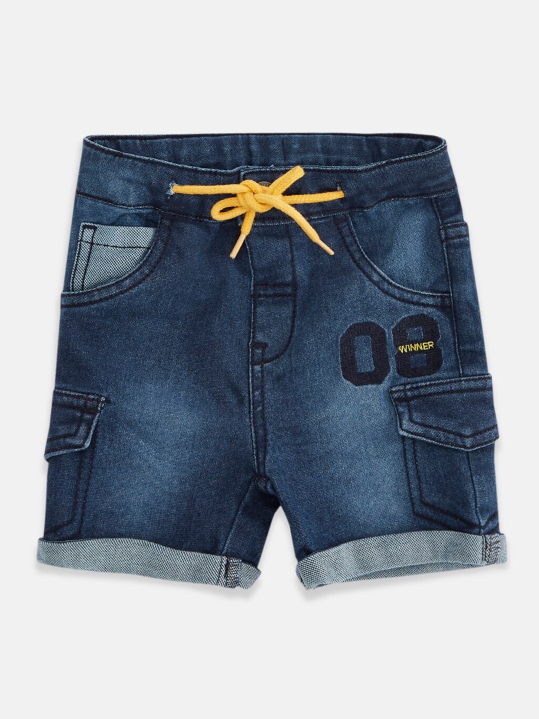 

Pantaloons Baby Infant Boys Blue Washed Pure Cotton Denim Shorts