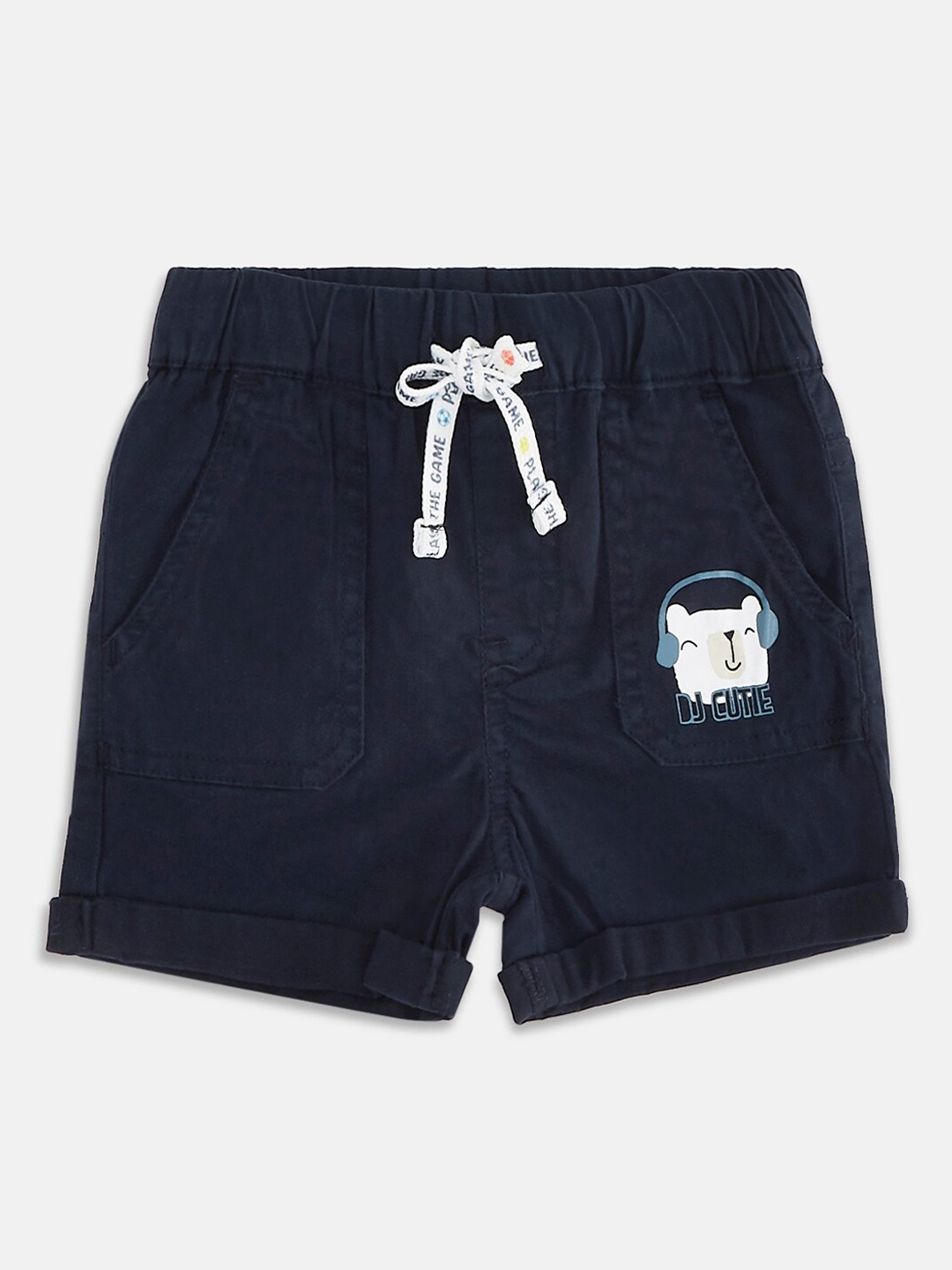 

Pantaloons Baby Infant Boys Navy Blue & White Pure Cotton Shorts