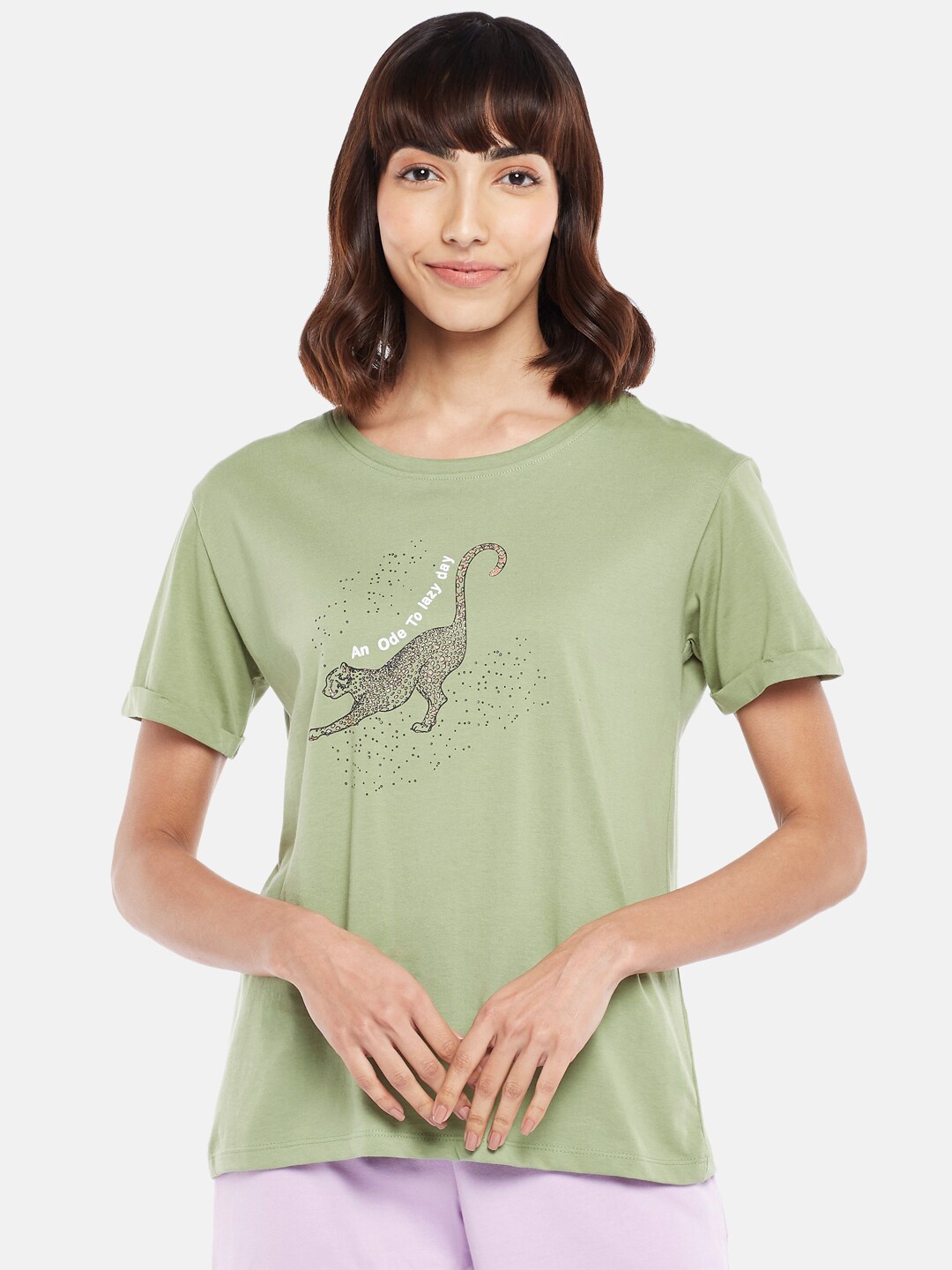 

Dreamz by Pantaloons Olive Green Regular Lounge tshirt