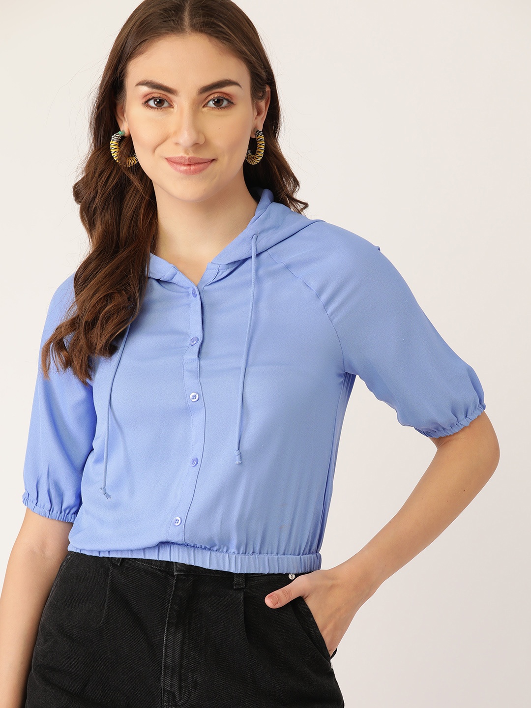 

DressBerry Women Blue Blouson Top