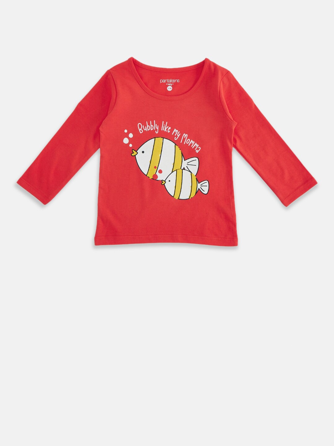 

Pantaloons Baby Girls Red Printed Pure Cotton T-shirt