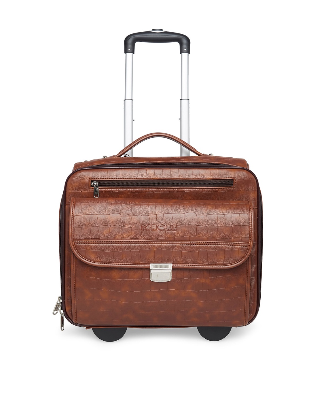 

MBOSS Overnighter 2 Wheel Laptop Compartment Cabin Size Trolley Bag, Tan