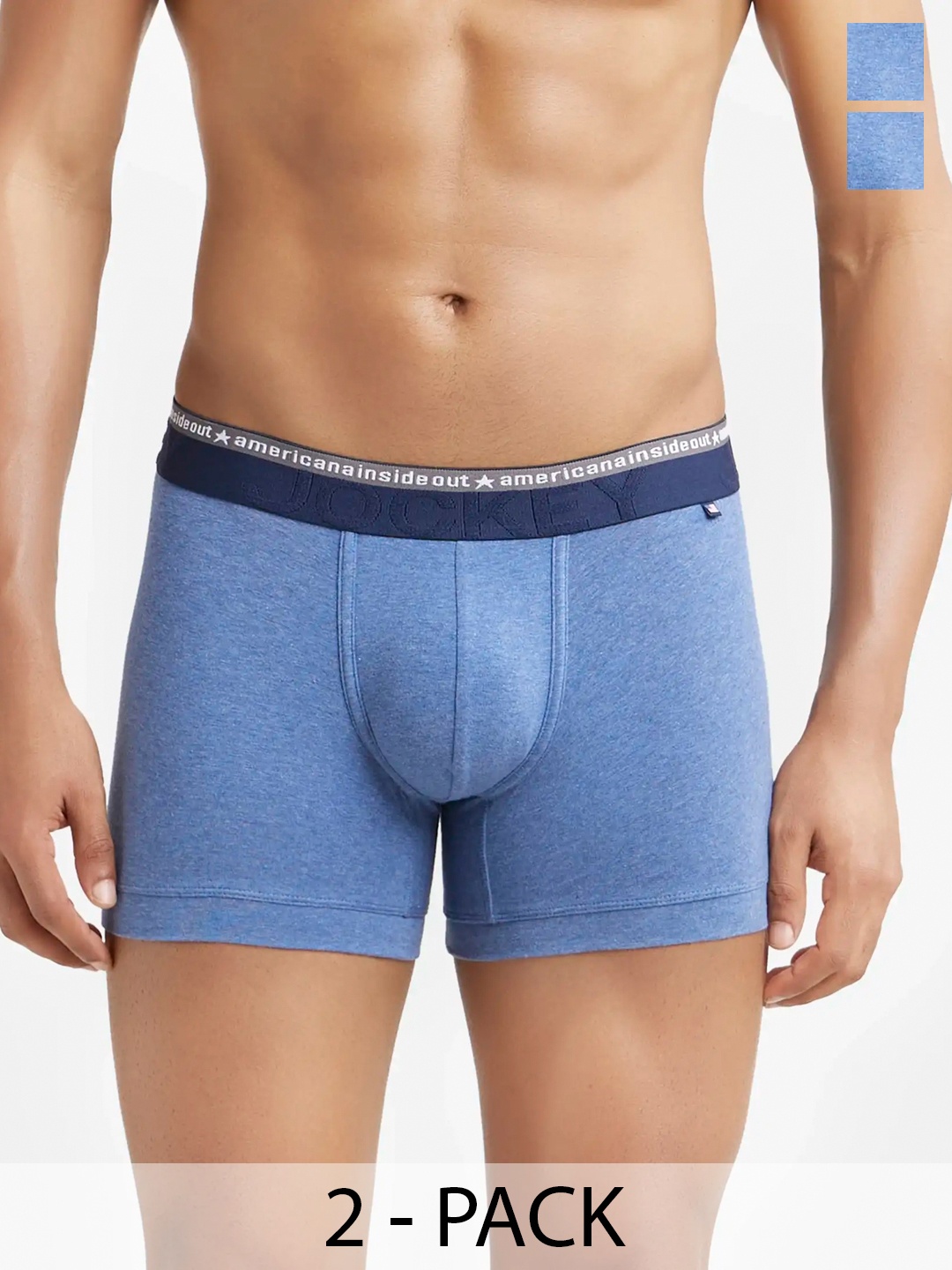 

Pack Of 2 Super Combed Cotton Stretch Solid Trunk with Ultrasoft Waistband-US60, Blue