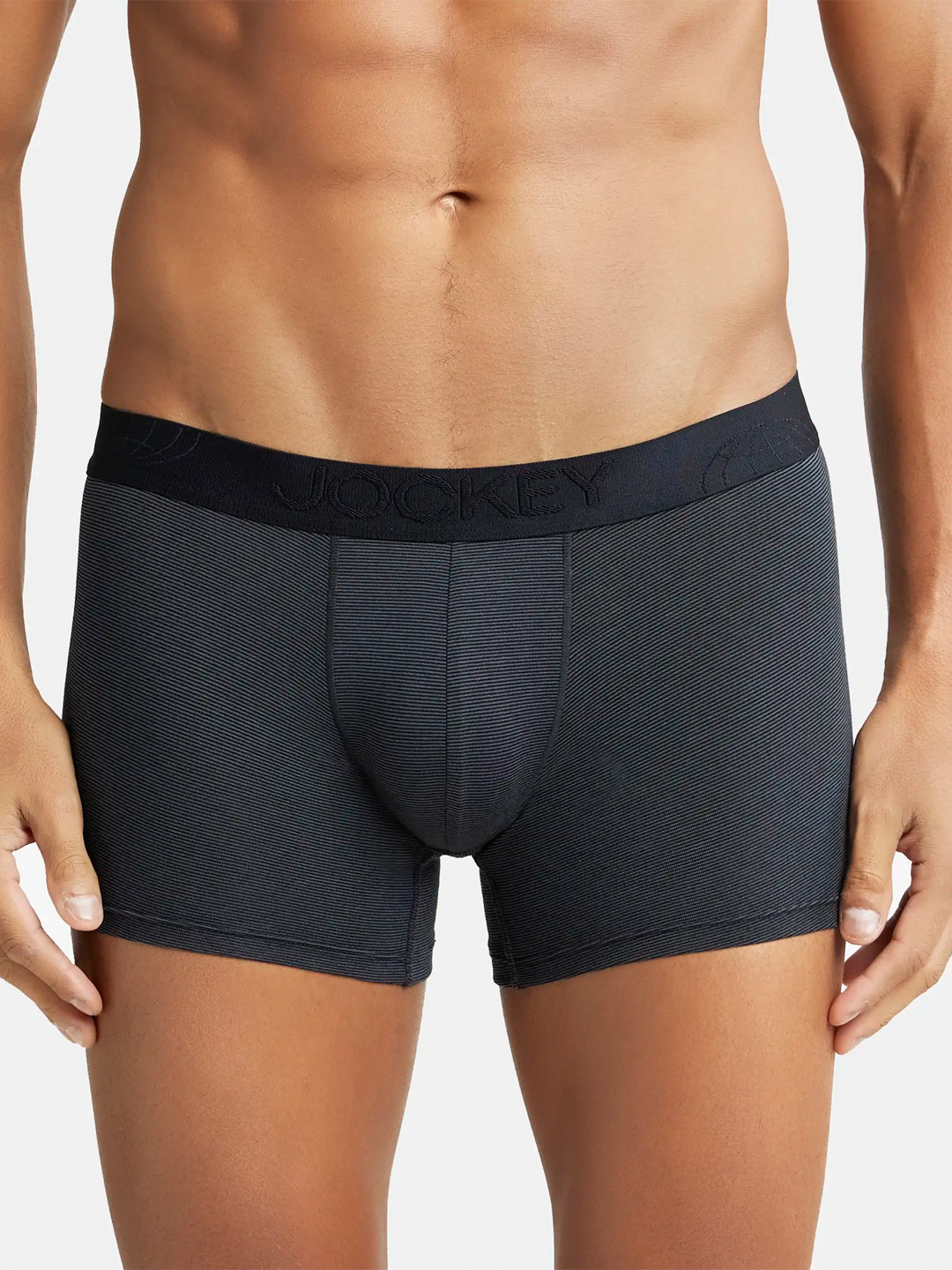 

Jockey Men Black & Grey Striped Ultra Soft Trunk IC25