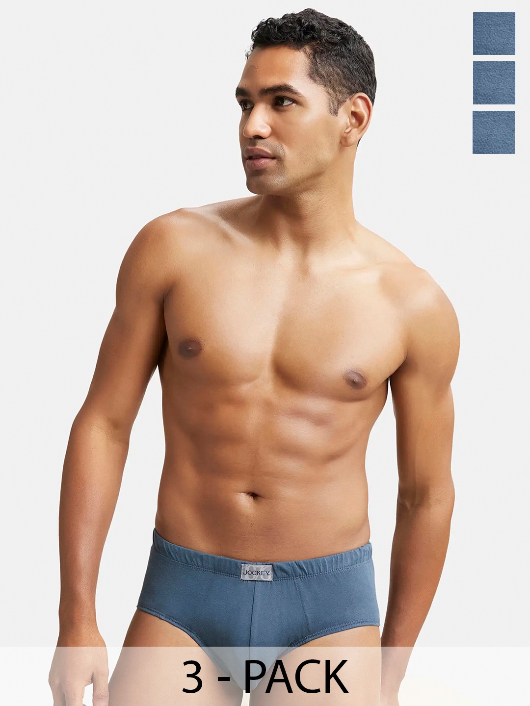 

Jockey Pack of 3 Super Combed Cotton Solid Brief with Ultrasoft Concealed Waistband-8035, Grey