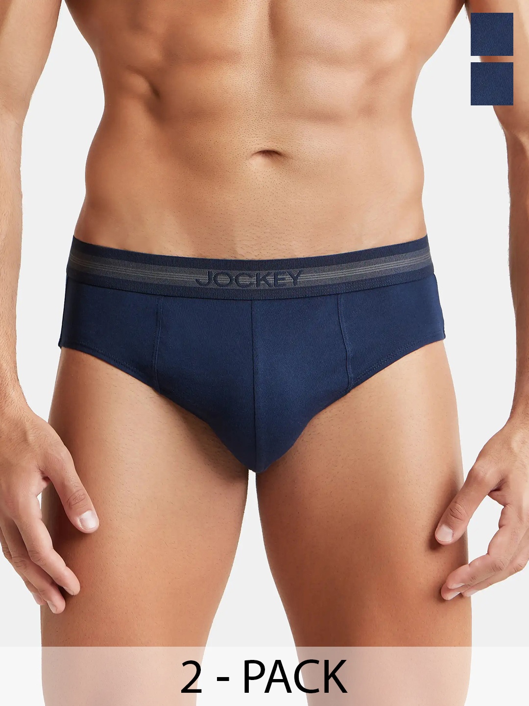 

Jockey Pack Of 2 Super Combed Cotton Brief with Stay Fresh Treatment-1010, Navy blue