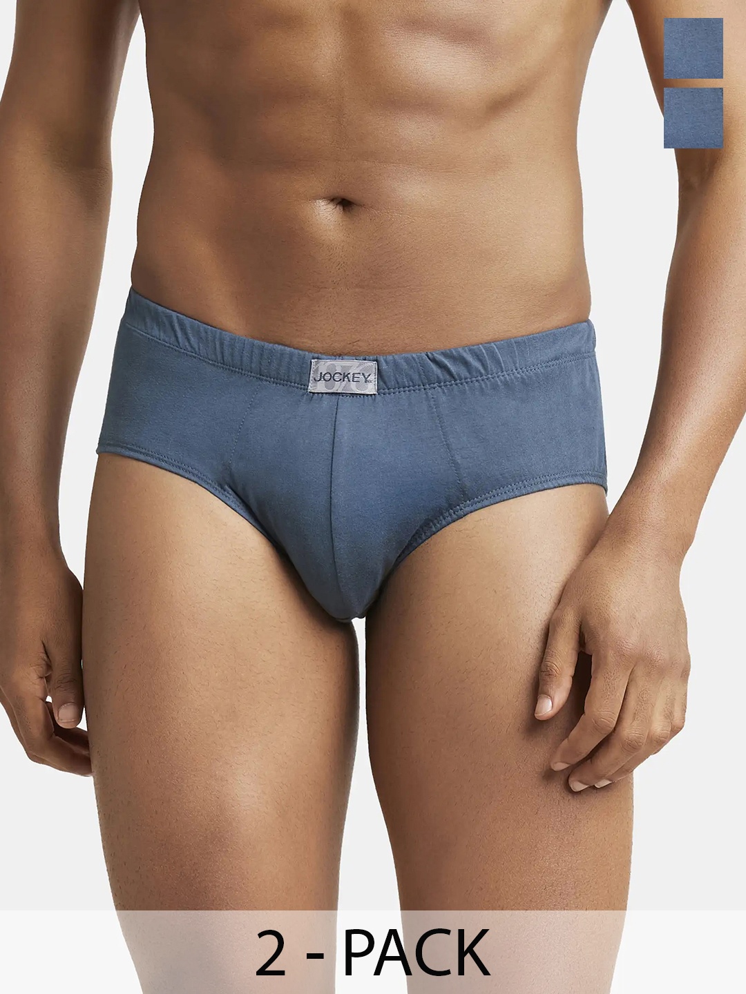 

Jockey Pack Of 2 Super Combed Cotton Solid Brief with Ultrasoft Concealed Waistband-8035, Grey