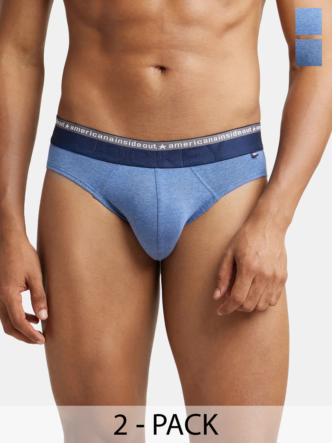 

Jockey Pack Of 2 Super Combed Cotton Stretch Solid Brief with Ultrasoft Waistband-US59, Blue