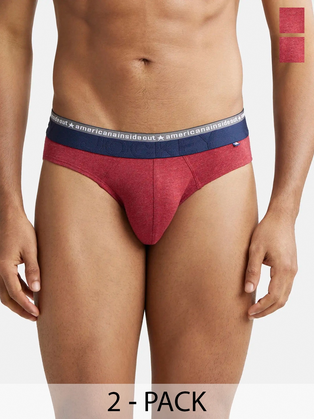 

Jockey Pack Of 2 Super Combed Cotton Stretch Solid Brief with Ultrasoft Waistband-US59, Red