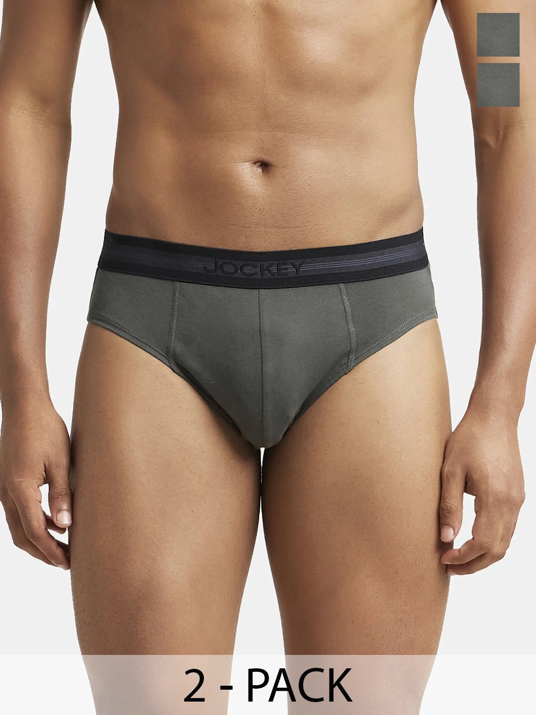 

Jockey Pack Of 2 Super Combed Cotton Brief with Stay Fresh Treatment-1010, Olive