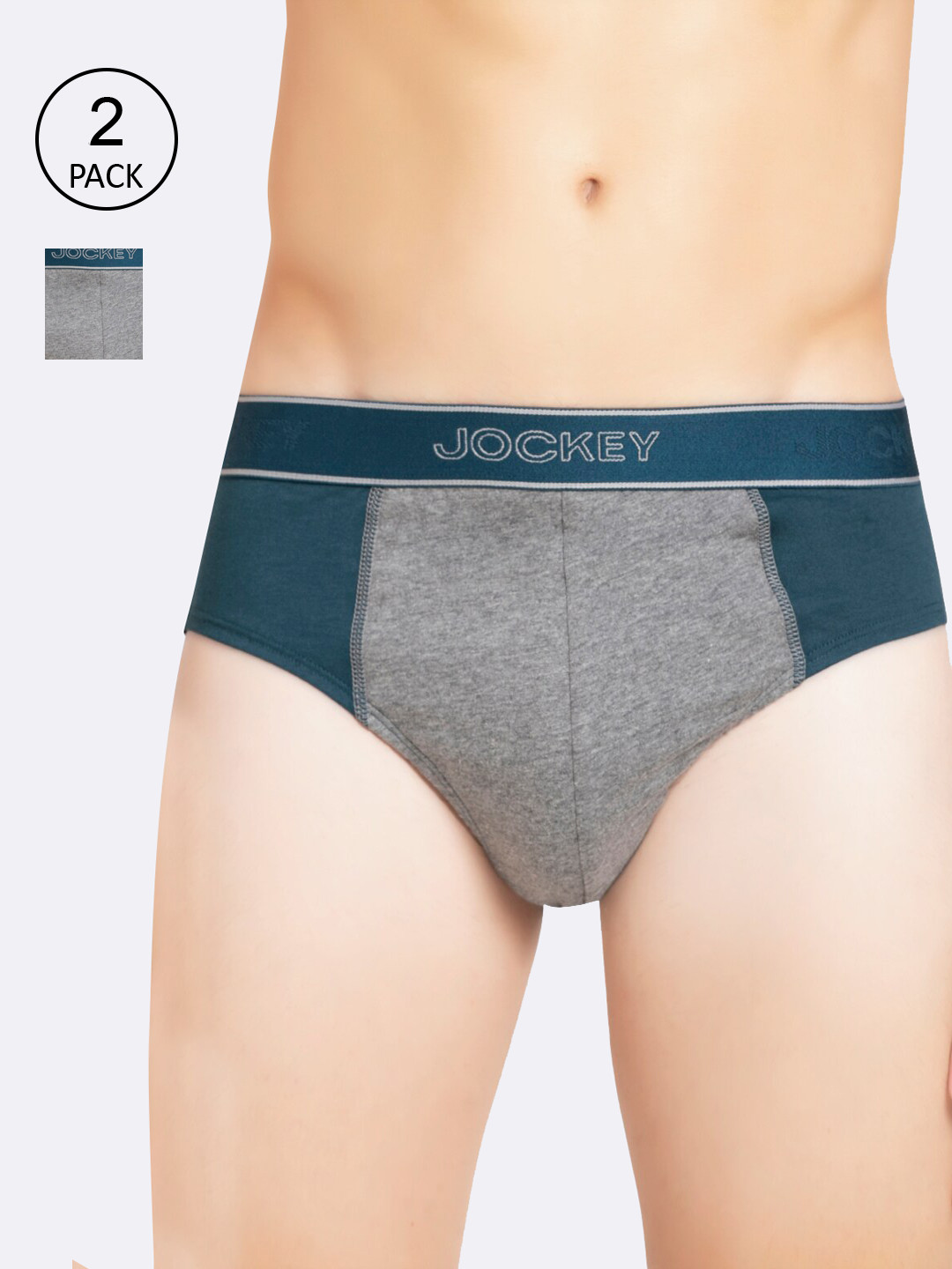 

Jockey Men Pack Of 2 Blue Solid Basic Briefs