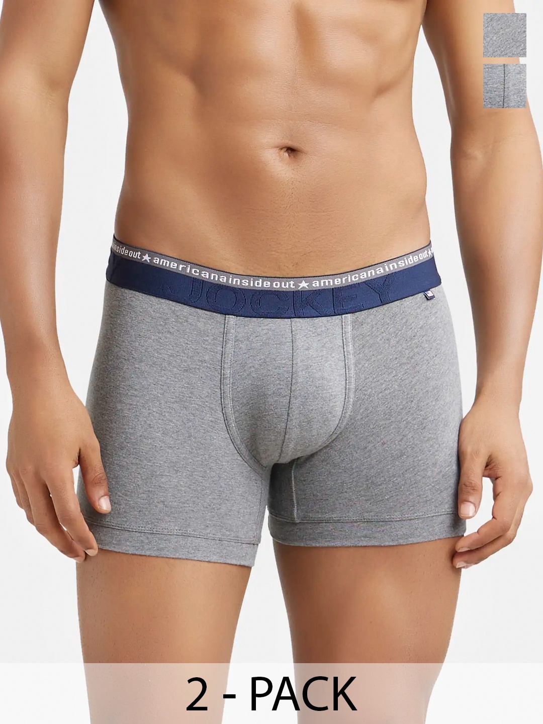 

Pack Of 2 Super Combed Cotton Stretch Solid Trunk with Ultrasoft Waistband-US60, Grey