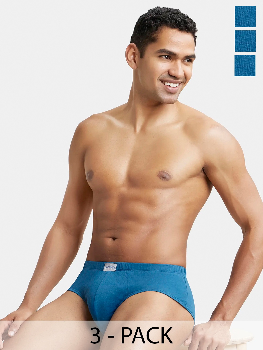 

Jockey Pack of 3 Super Combed Cotton Solid Brief with Ultrasoft Concealed Waistband-8035, Teal