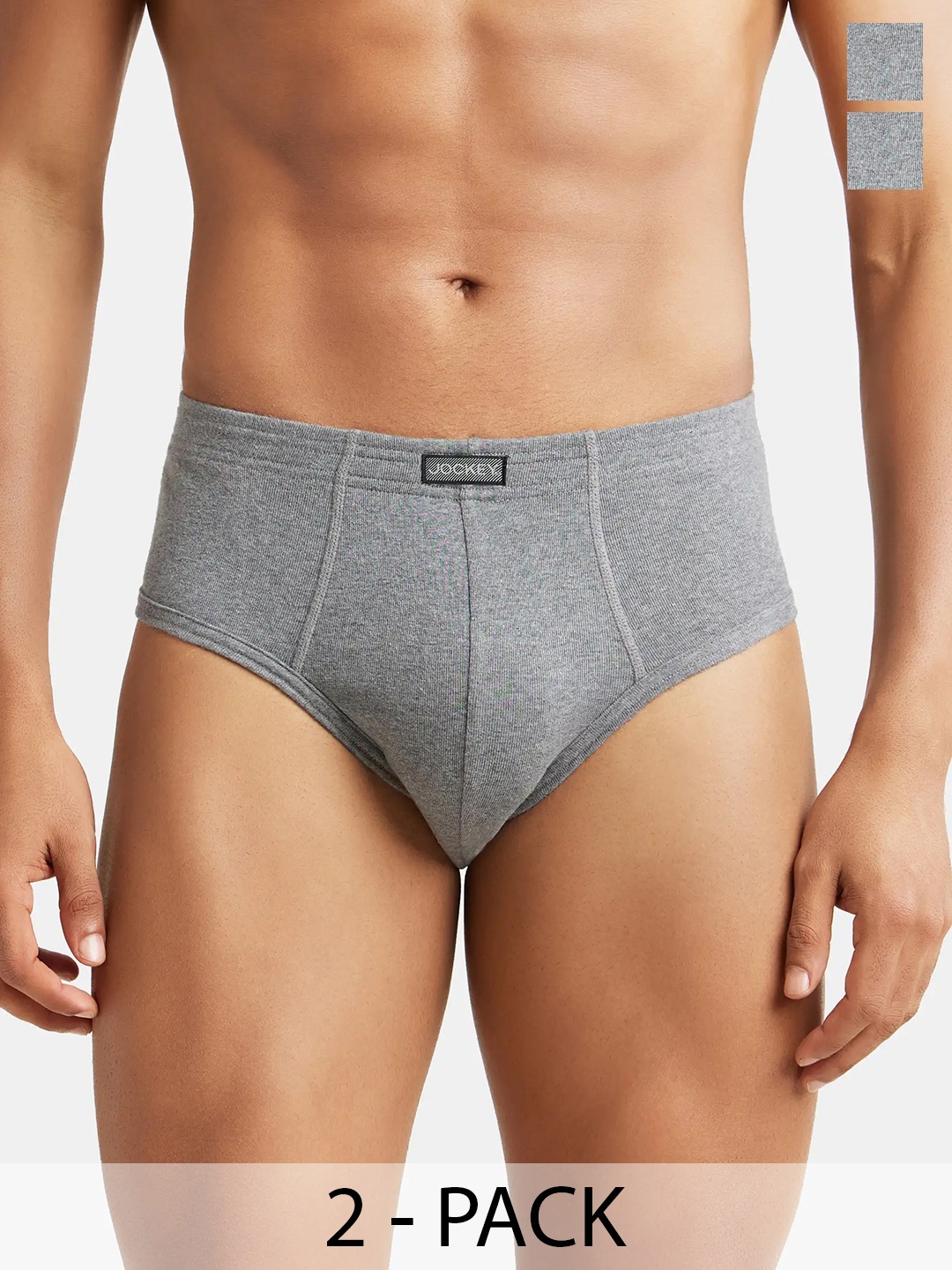 

Jockey Pack Of 2 Super Combed Cotton Rib Solid Brief with StayFresh Treatment-1009, Grey