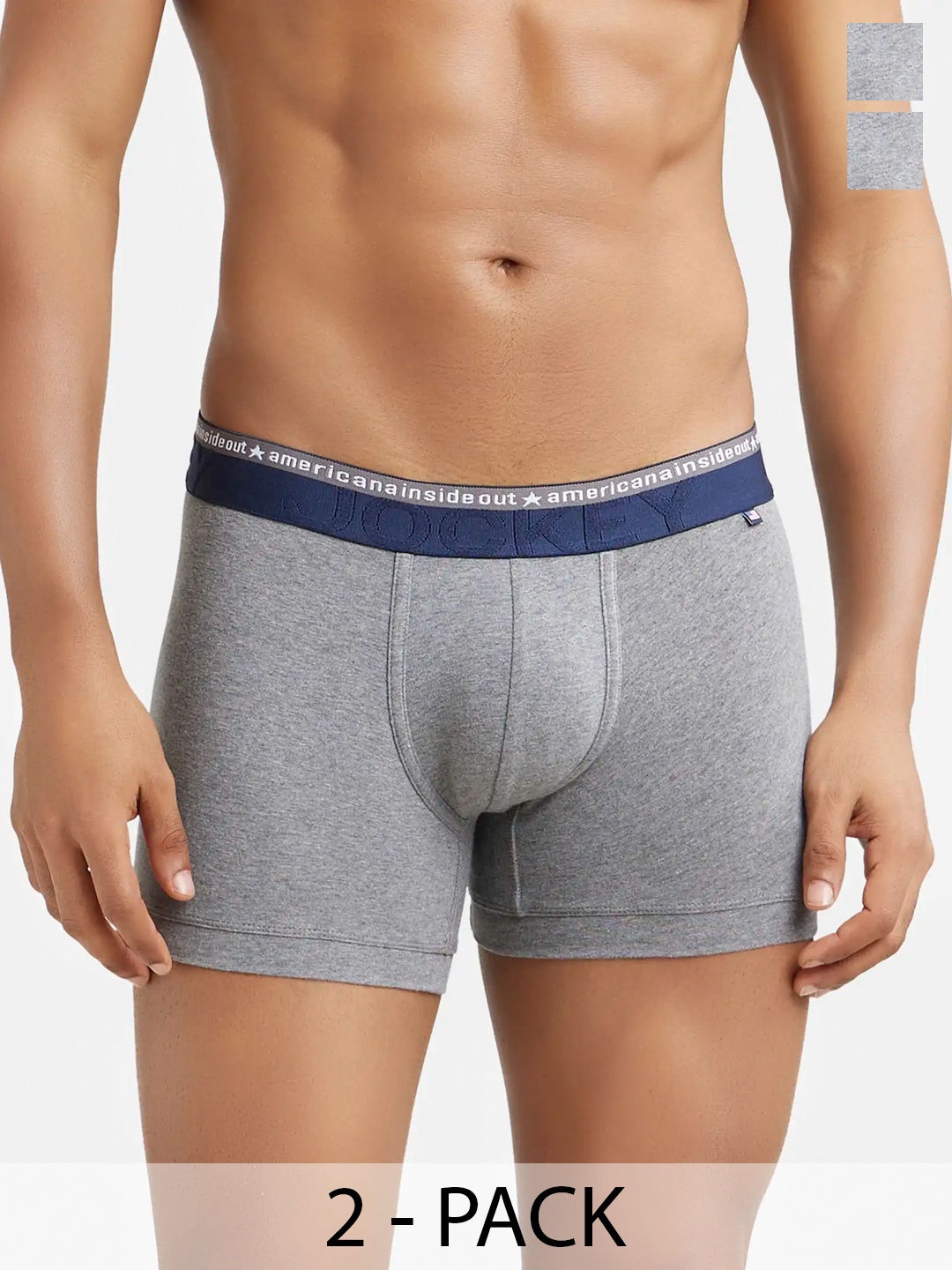 

Pack Of 2 Super Combed Cotton Stretch Solid Trunk with Ultrasoft Waistband-US60, Grey