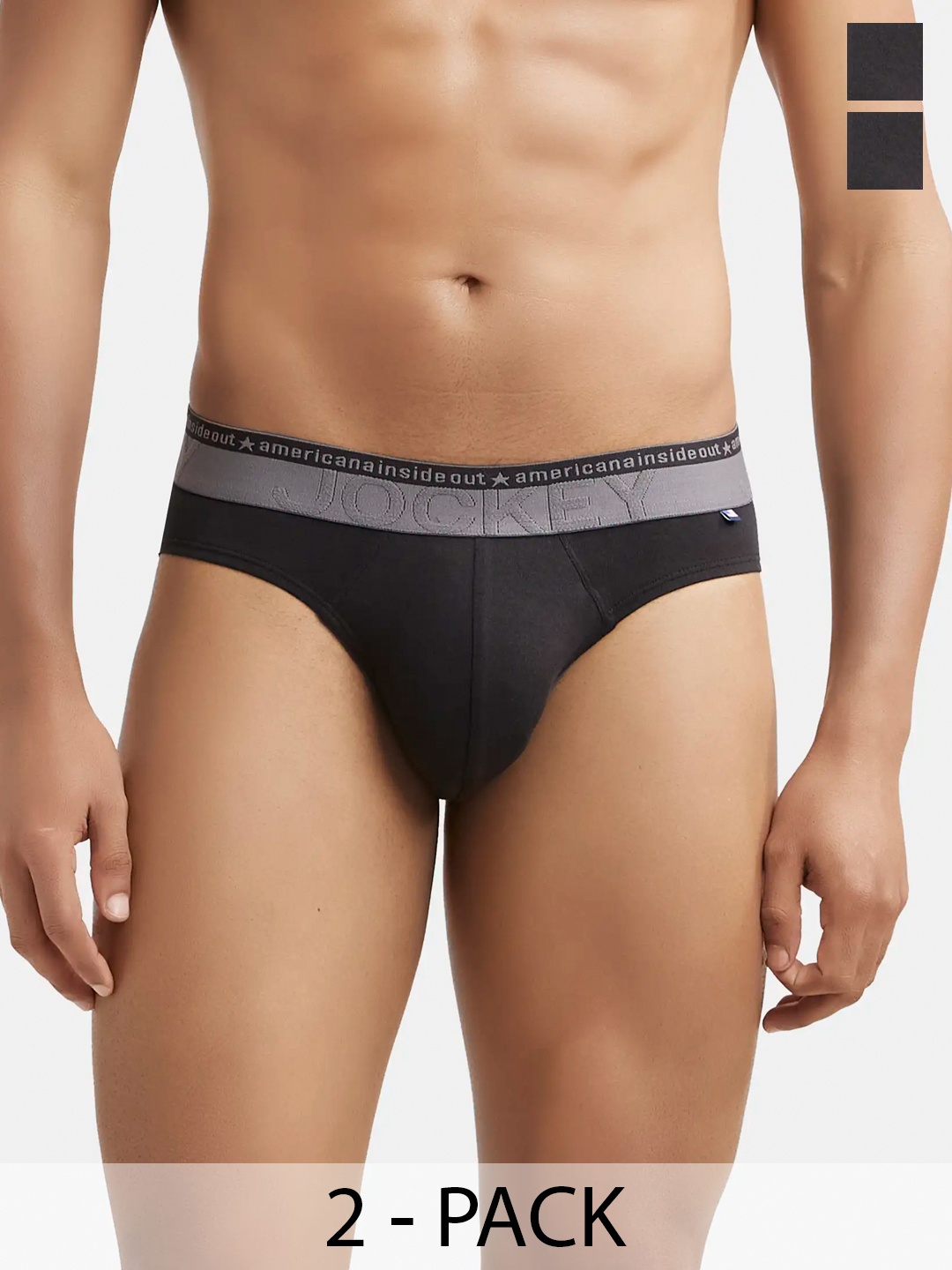 

Jockey Pack Of 2 Super Combed Cotton Stretch Solid Brief with Ultrasoft Waistband-US59, Black