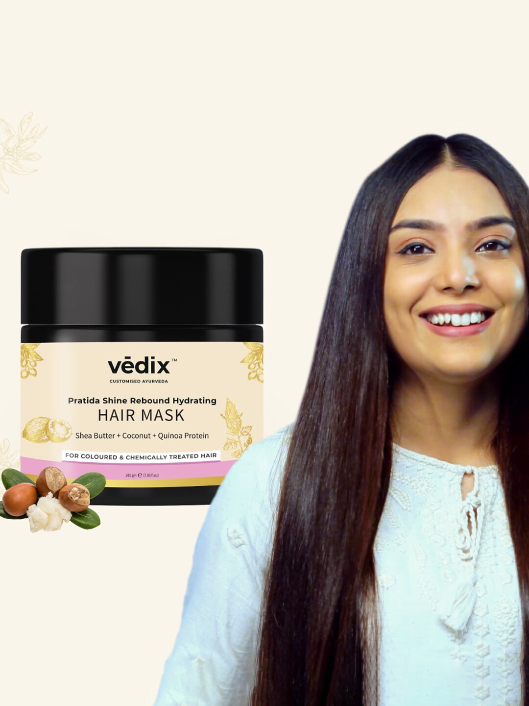 

VEDIX Customised Ayurveda Pratida Shine Rebound Hydrating Hair Mask 200 gm, Beige