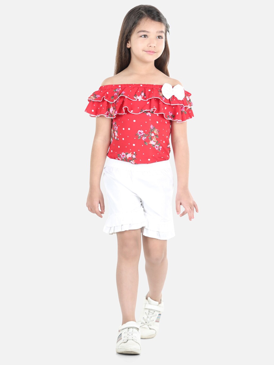 

Cutiekins Girls Red & White Floral Printed Co-Ords