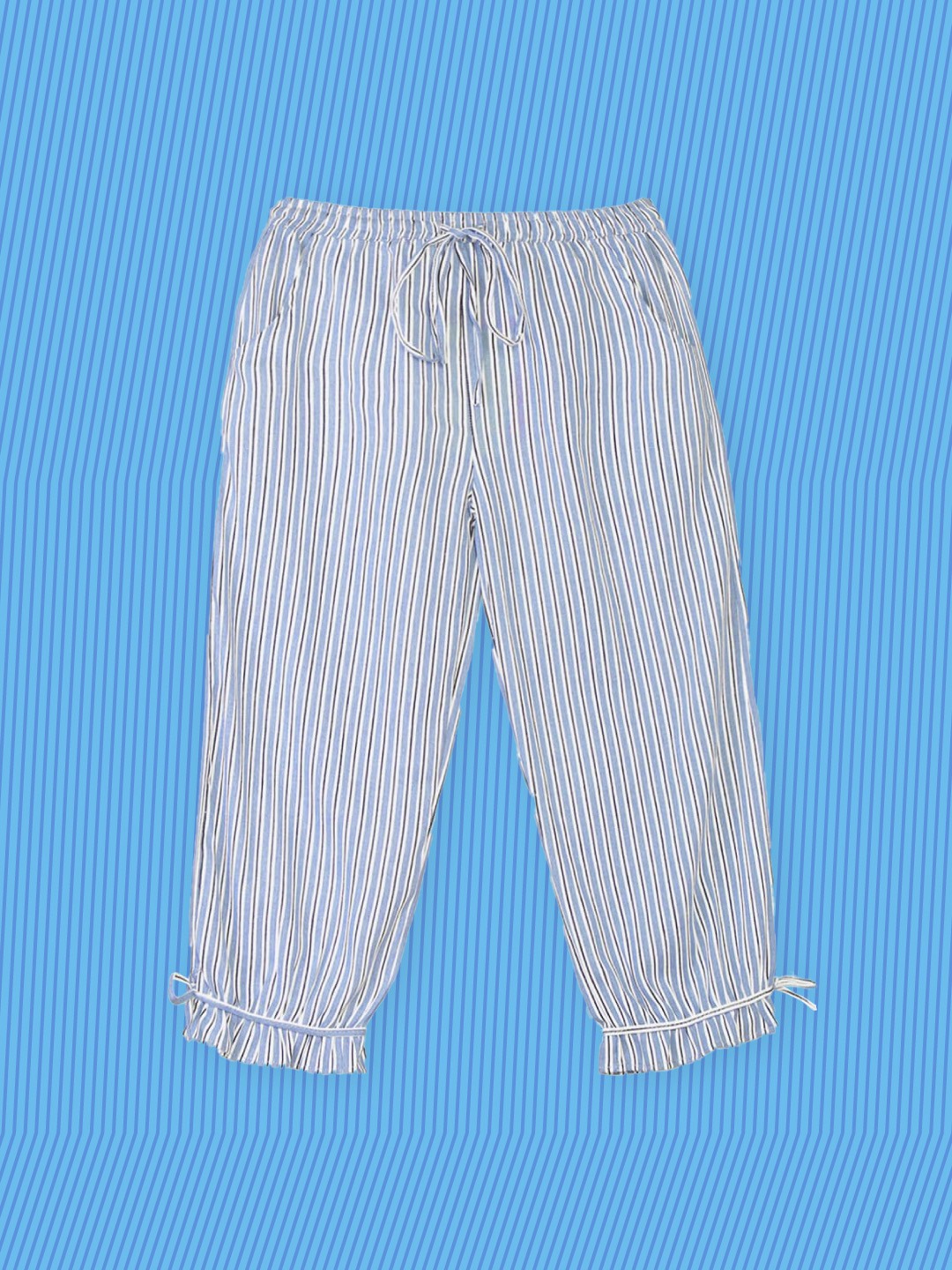 

Biba Girls Blue Striped Loose Fit Trousers