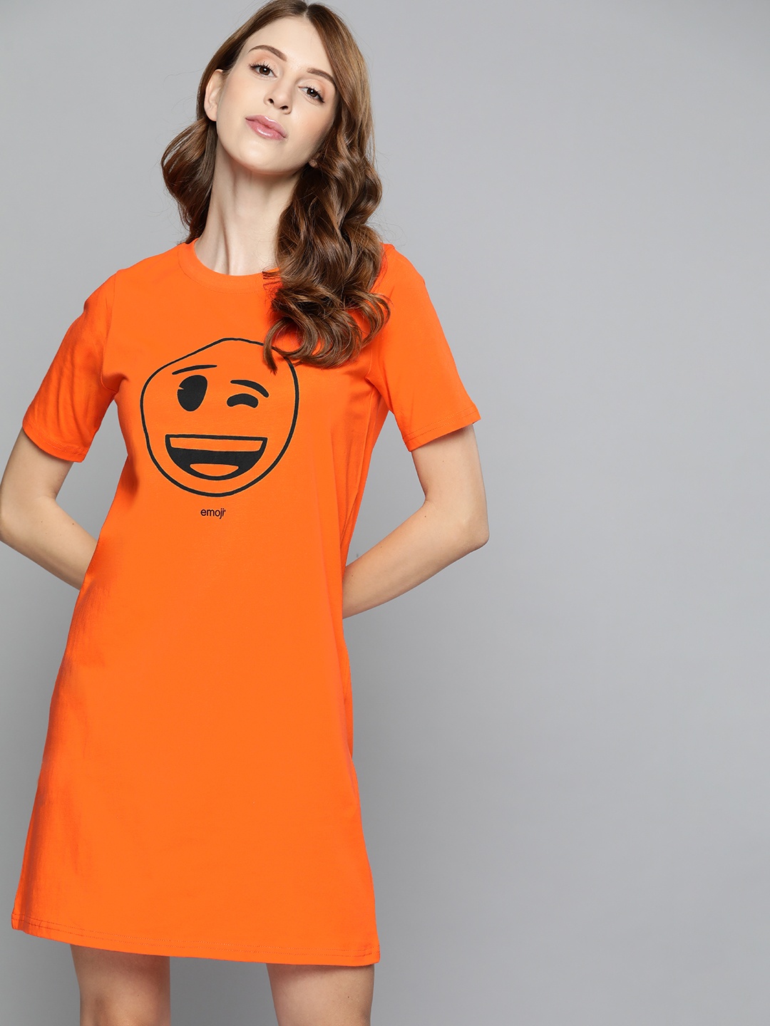 

Kook N Keech Emoji Orange Pure Cotton Printed Nightdress