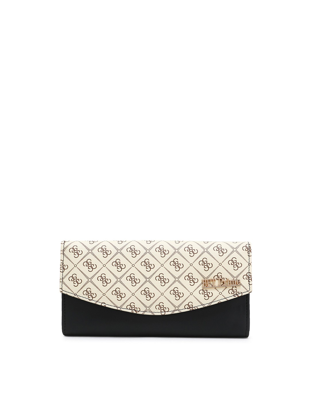 

WOMEN MARKS Cream-Coloured & Black Printed Purse Clutch