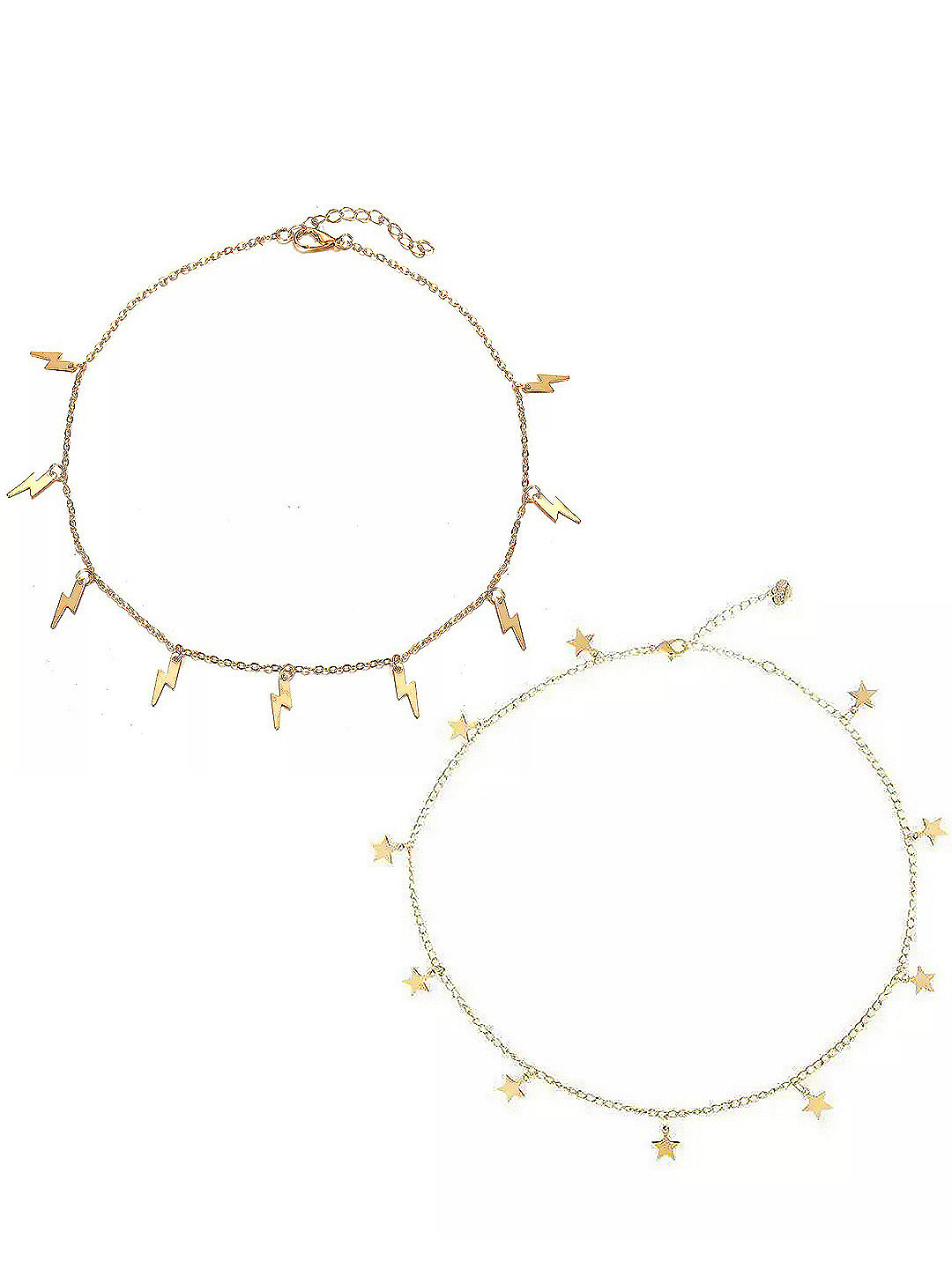 

Vembley Women Pack Of 2 Gold-Toned Stars & Thunder Storms Pendant Necklace